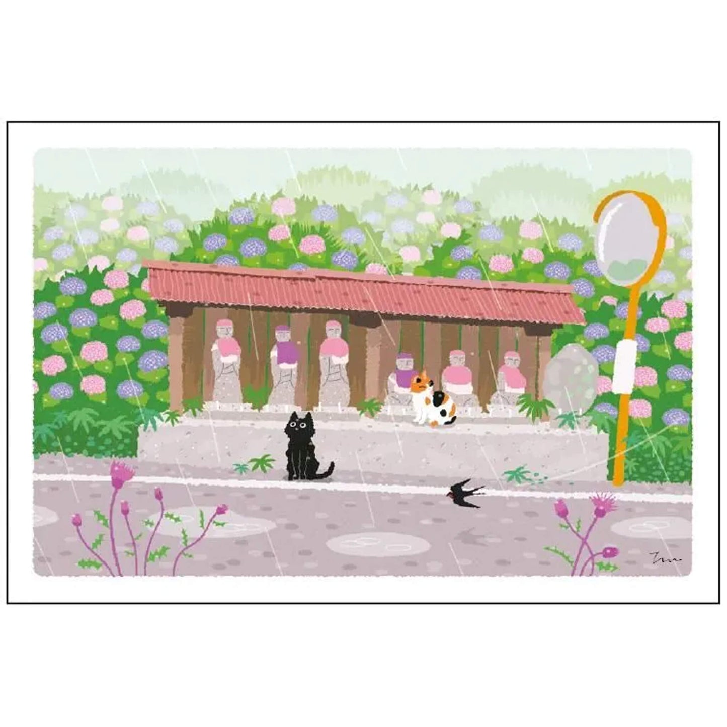 Active Corporation × Toshinori Mori Tabineko Summer Postcard - Roadside Jizō [Vykort]
