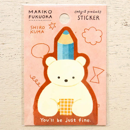 Cozyca Waterproof Sticker - SHIRO KUMA [Klistermärke]
