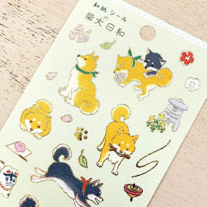 Cozyca Hyogensha Washi Sticker Sheet - Shiba Inu Biyori [Klistermärkeark]