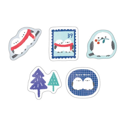 Furukawa Shiko Washi Flake Sticker - Snow & Bird [Winter 2026 Limited Edition]