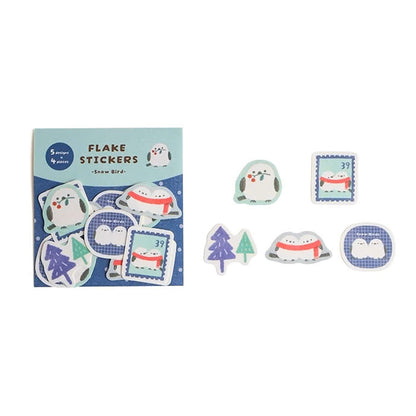 Furukawa Shiko Washi Flake Sticker - Snow & Bird [Winter 2026 Limited Edition]