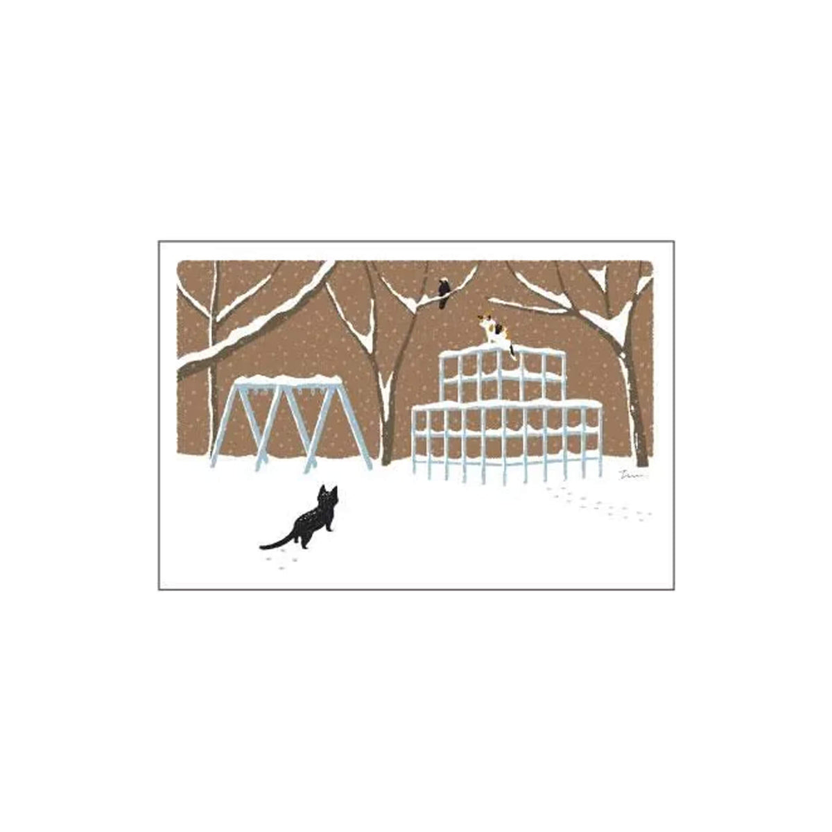 Active Corporation × Toshinori Mori Tabineko Winter Postcard - Snowy Jungle Gym