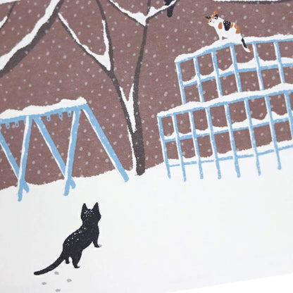 Active Corporation × Toshinori Mori Tabineko Winter Postcard - Snowy Jungle Gym