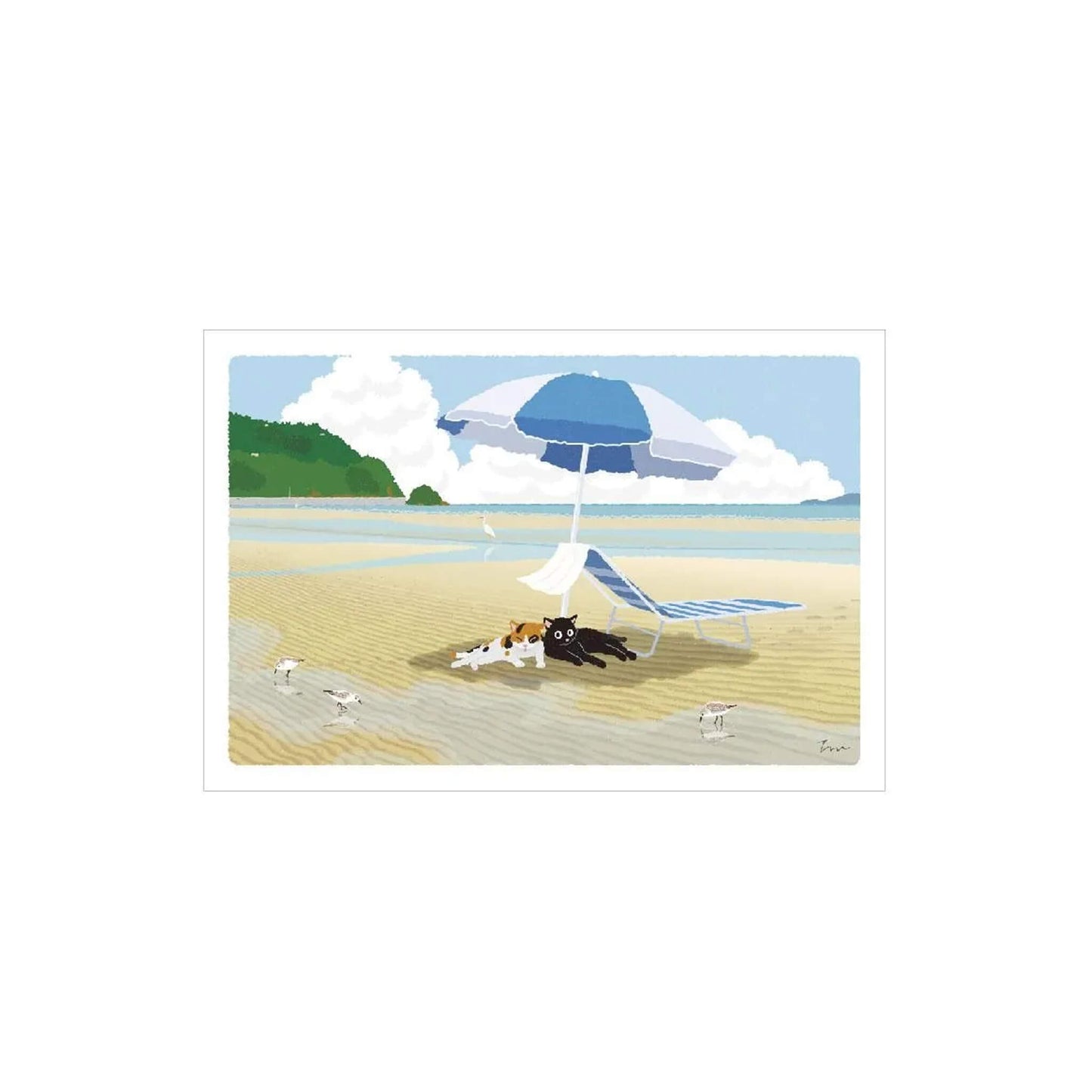 Active Corporation × Toshinori Mori Tabineko Summer Postcard - Summer Parasol [Vykort]
