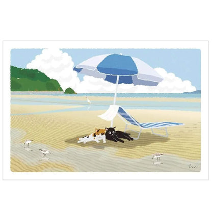 Active Corporation × Toshinori Mori Tabineko Summer Postcard - Summer Parasol [Vykort]