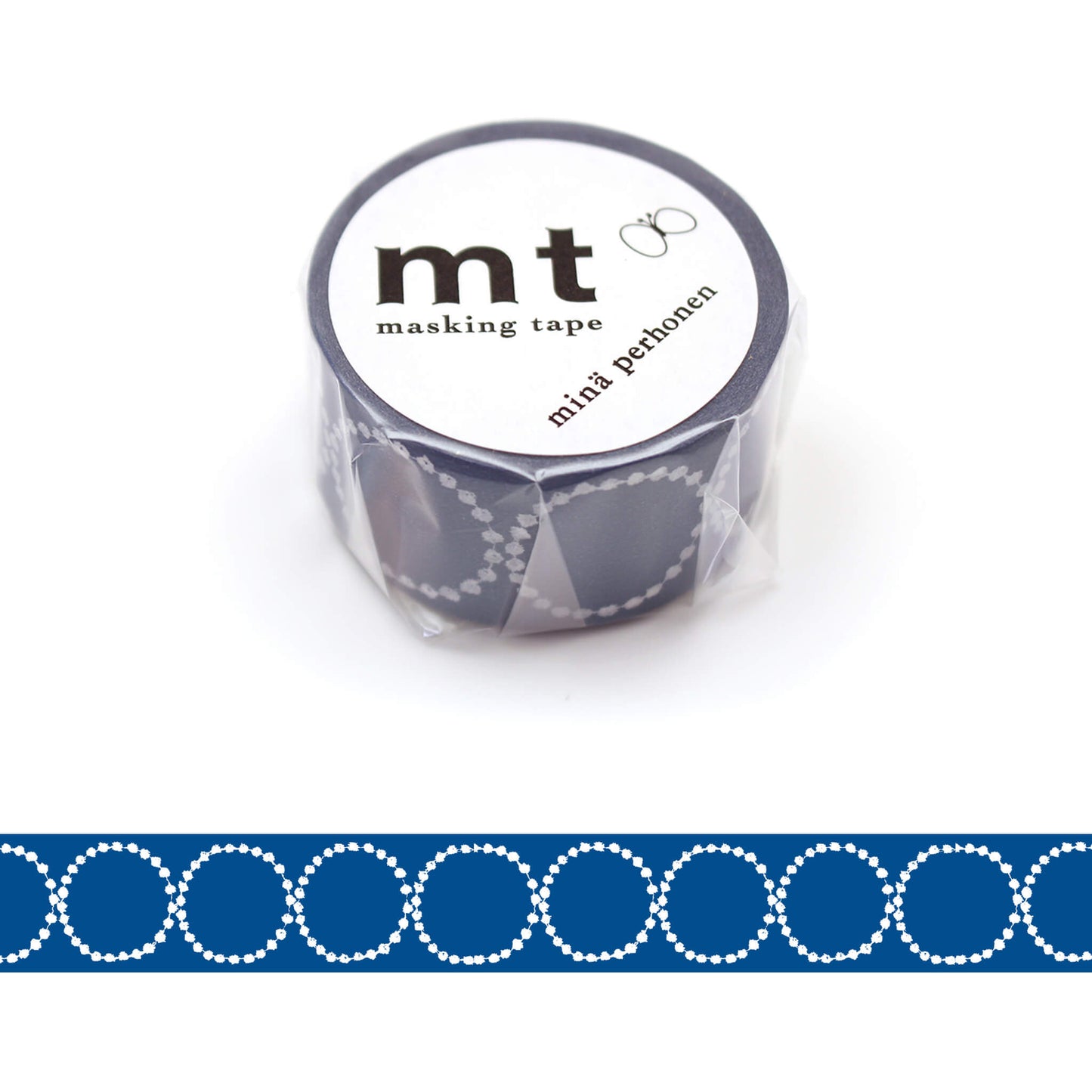 mt × minä perhonen Washi Tape - Tambourine Petit Navy [25mm] [Washi Tejp]