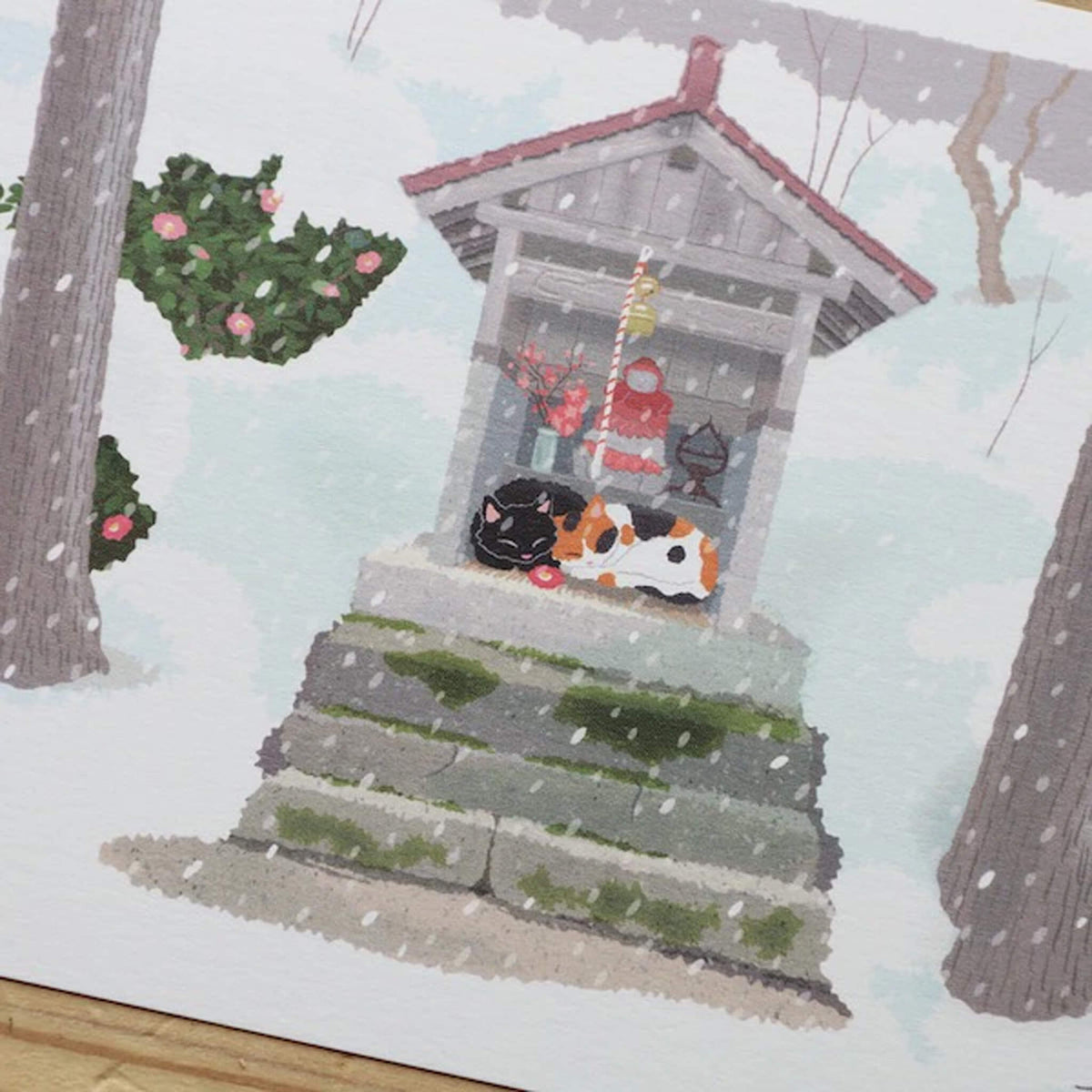 Active Corporation × Toshinori Mori Tabineko Winter Postcard - Waiting for Spring