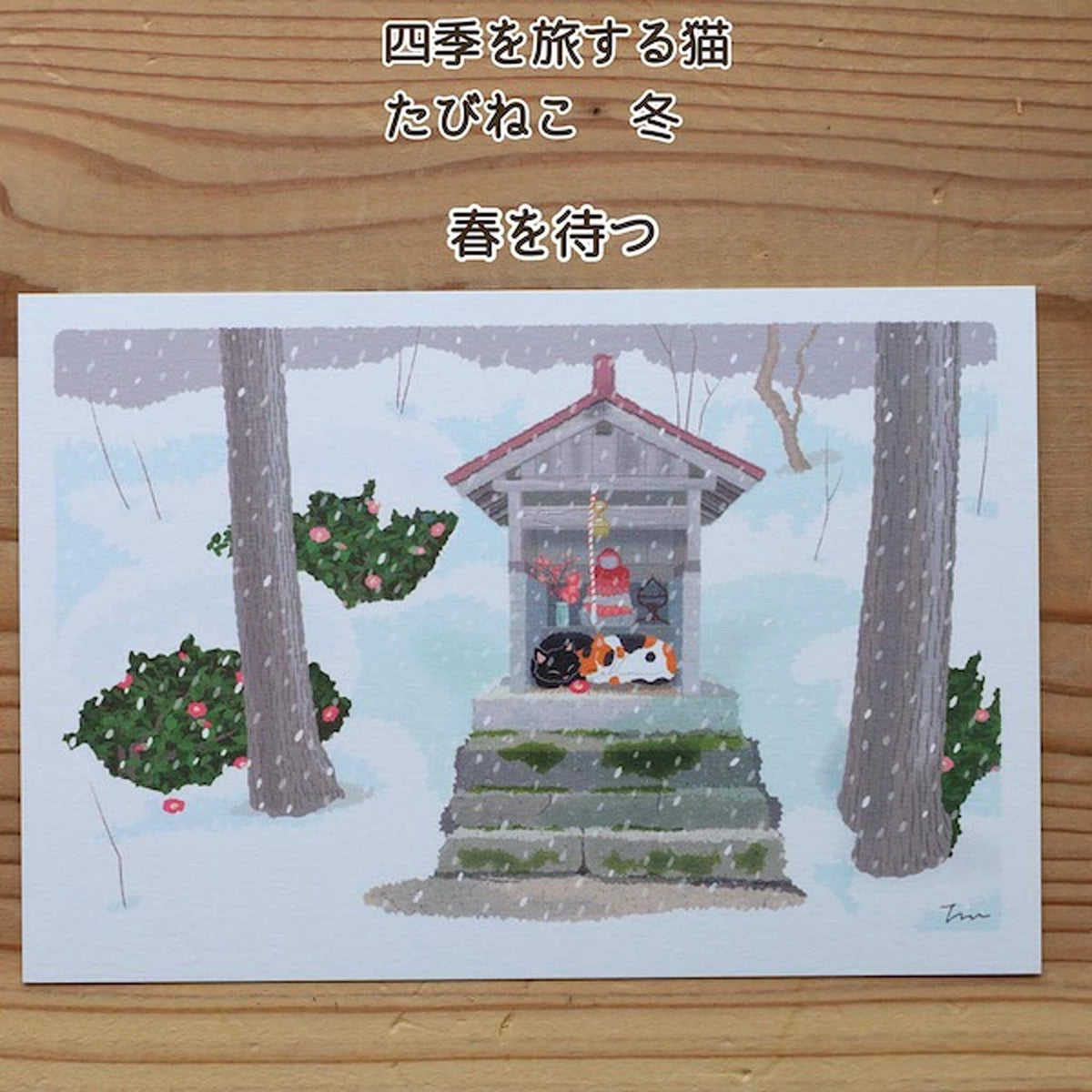 Active Corporation × Toshinori Mori Tabineko Winter Postcard - Waiting for Spring