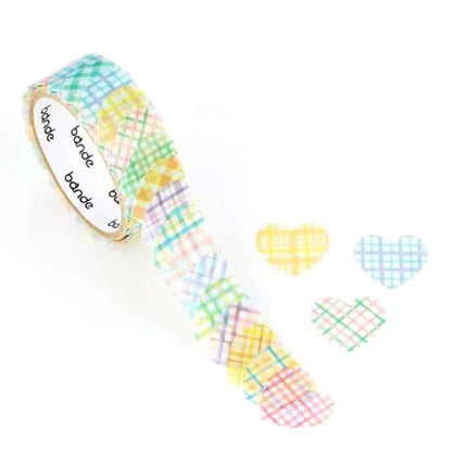 Bande Washi Sticker Roll - Watercolor Heart Check [Klistermärke på rulle]