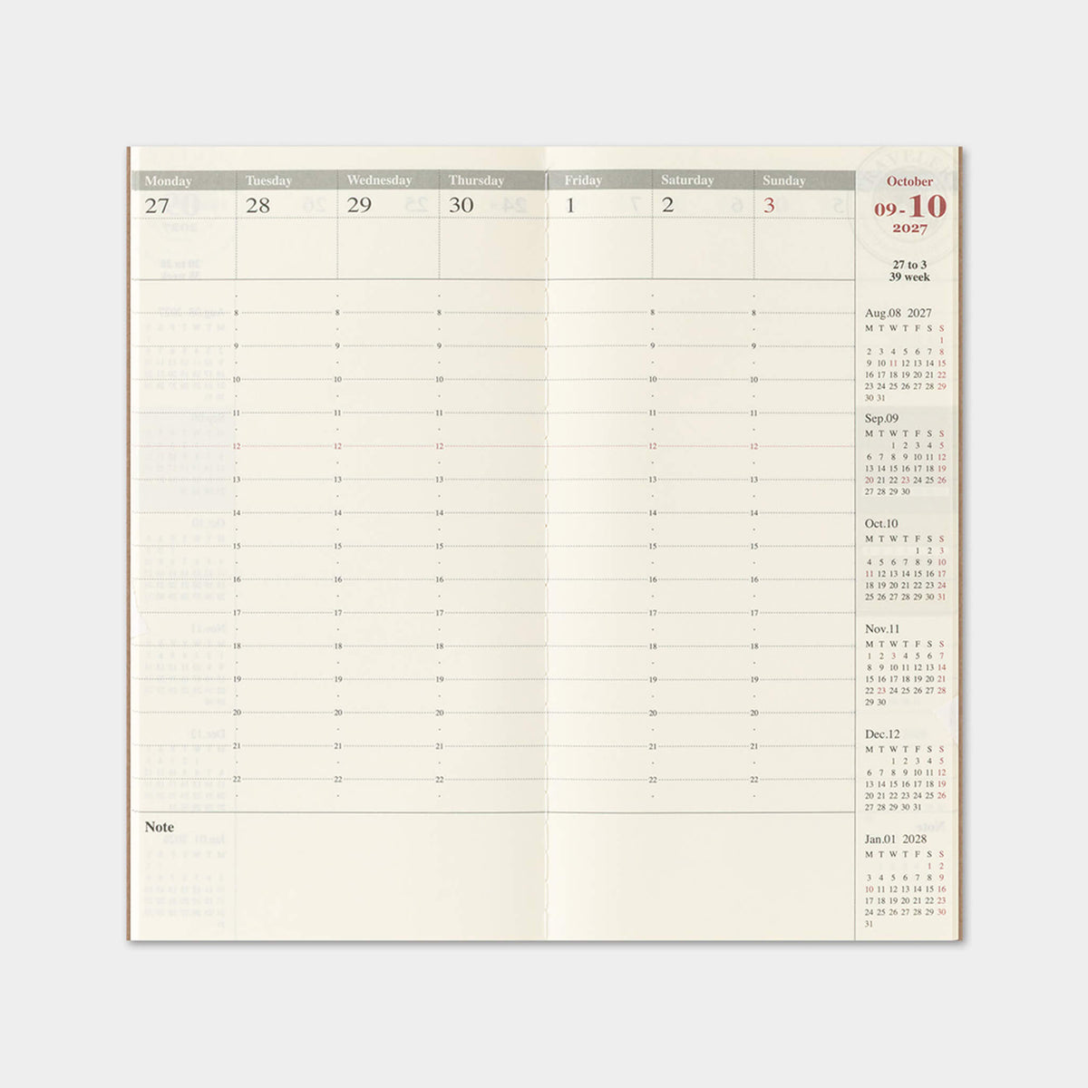 TRAVELER'S notebook 2027 - Weekly Vertical Refill - Regular Size