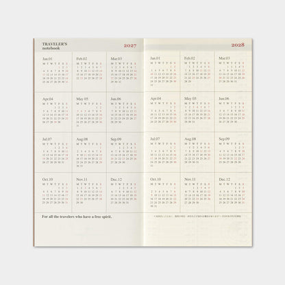 TRAVELER'S notebook 2027 - Weekly Vertical Refill - Regular Size