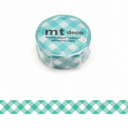 mt deco Washi Tape - Wide Gingham Check - Green [15mm] [Washi Tejp]