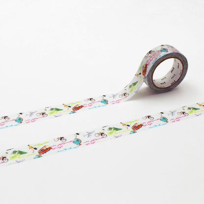 mt ex Washi Tape - Words from Around the World & Illustrations [15mm] [Washi Tejp]