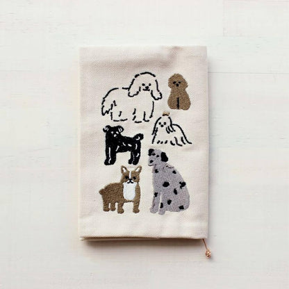 Furukawa Shiko Embroidered Book Cover A6 - Dog - Hontowatashi [Bokomslag]