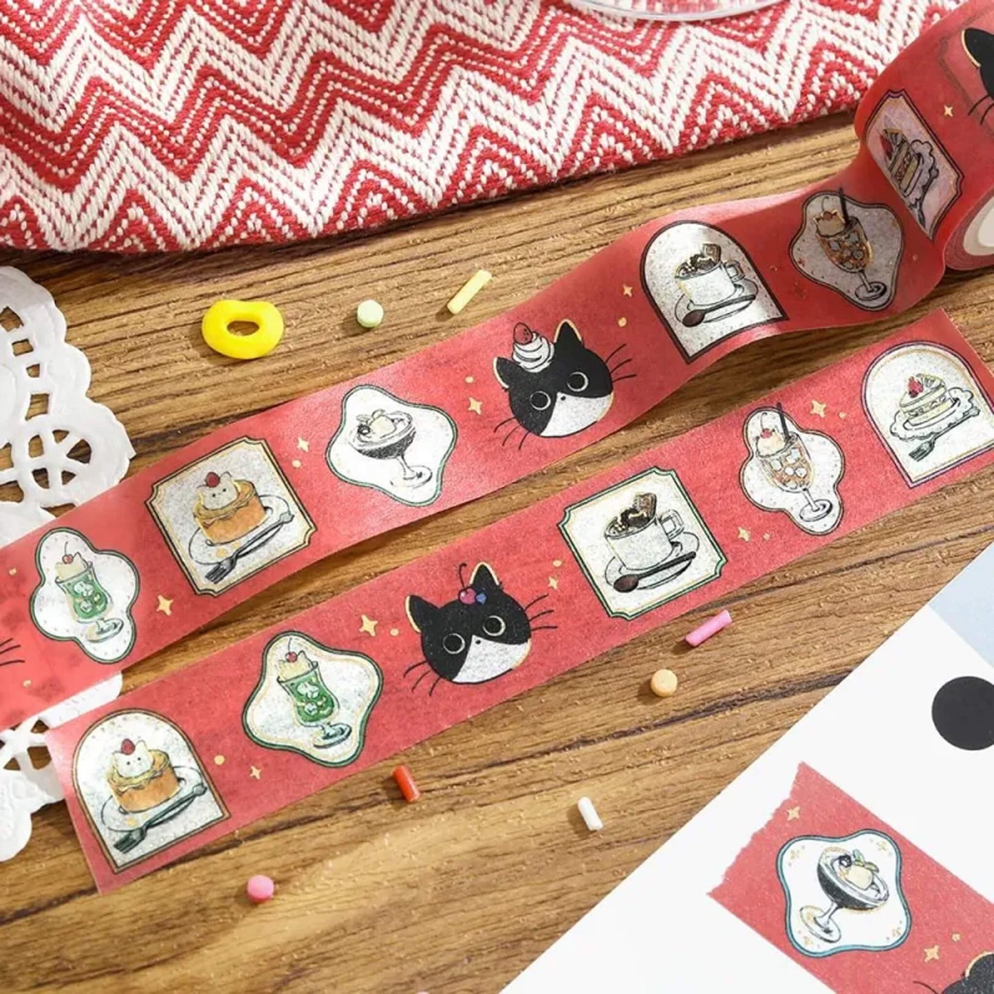 BGM Foil Washi Tape Black Cat Café - Frame [Washi Tejp]