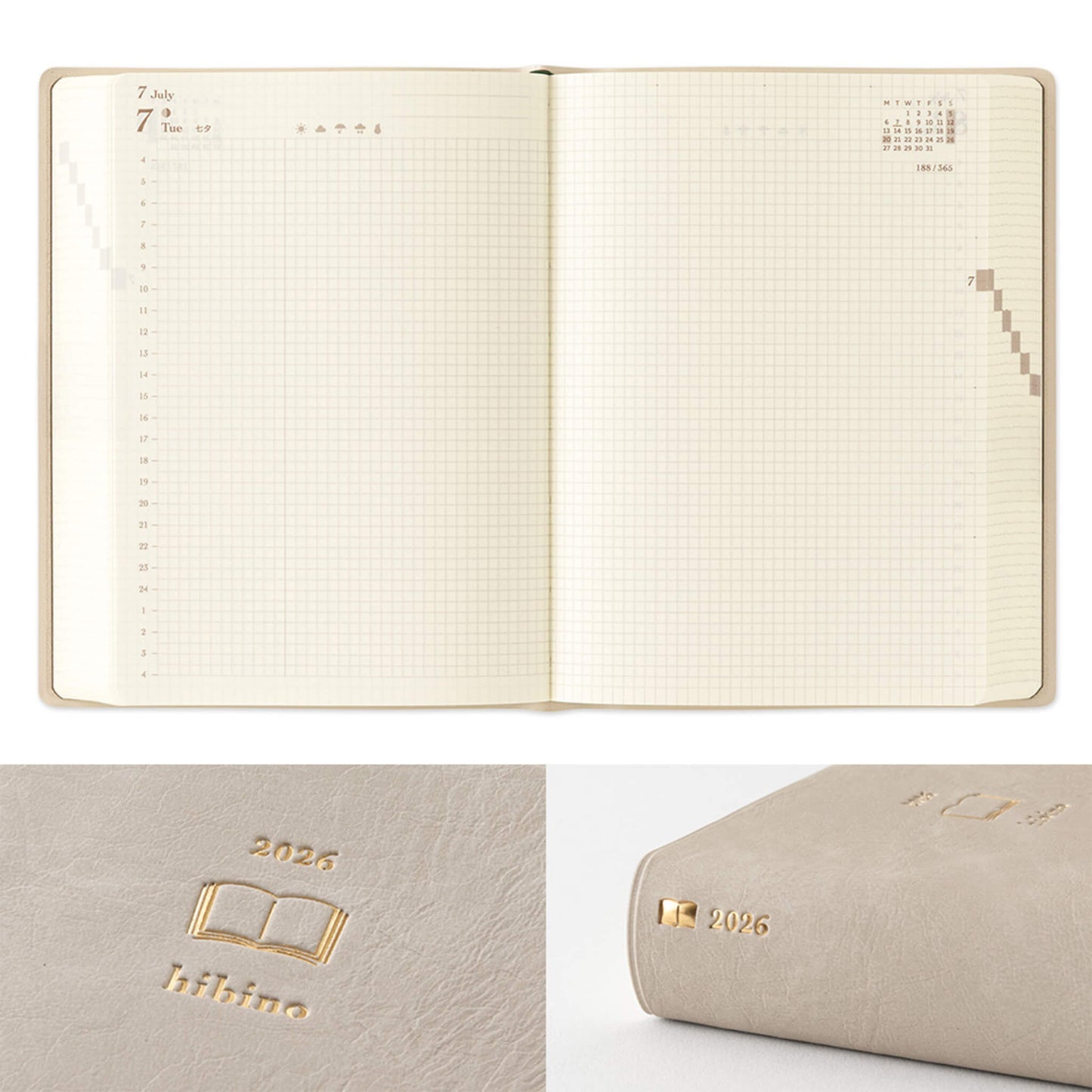 [FÖRHANDSBESTÄLLNING] Midori Hibino 2026 Diary 2-Page-Per-Day A6 Gray [Dagbok / Planerare ]