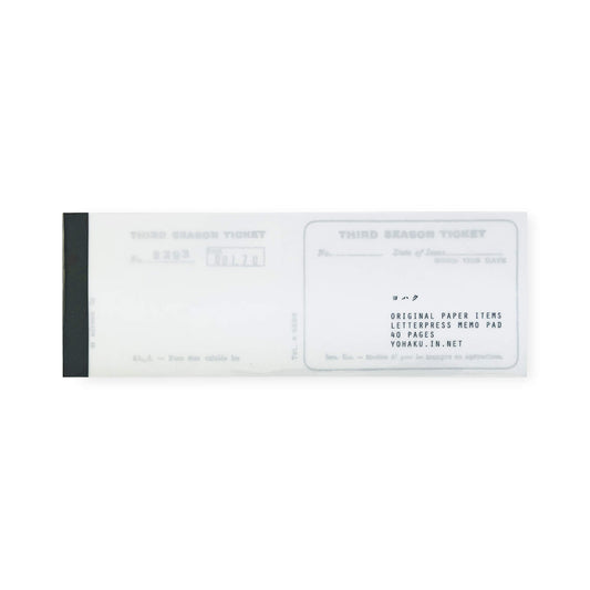 Yohaku Letterpress Memo Pad M-167 Ticket Gray