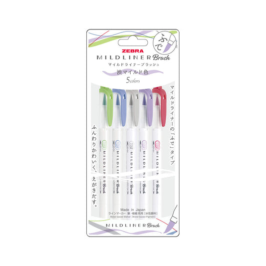 Zebra Mildliner Brush Pen Set of 5 - Muted Mild Colors