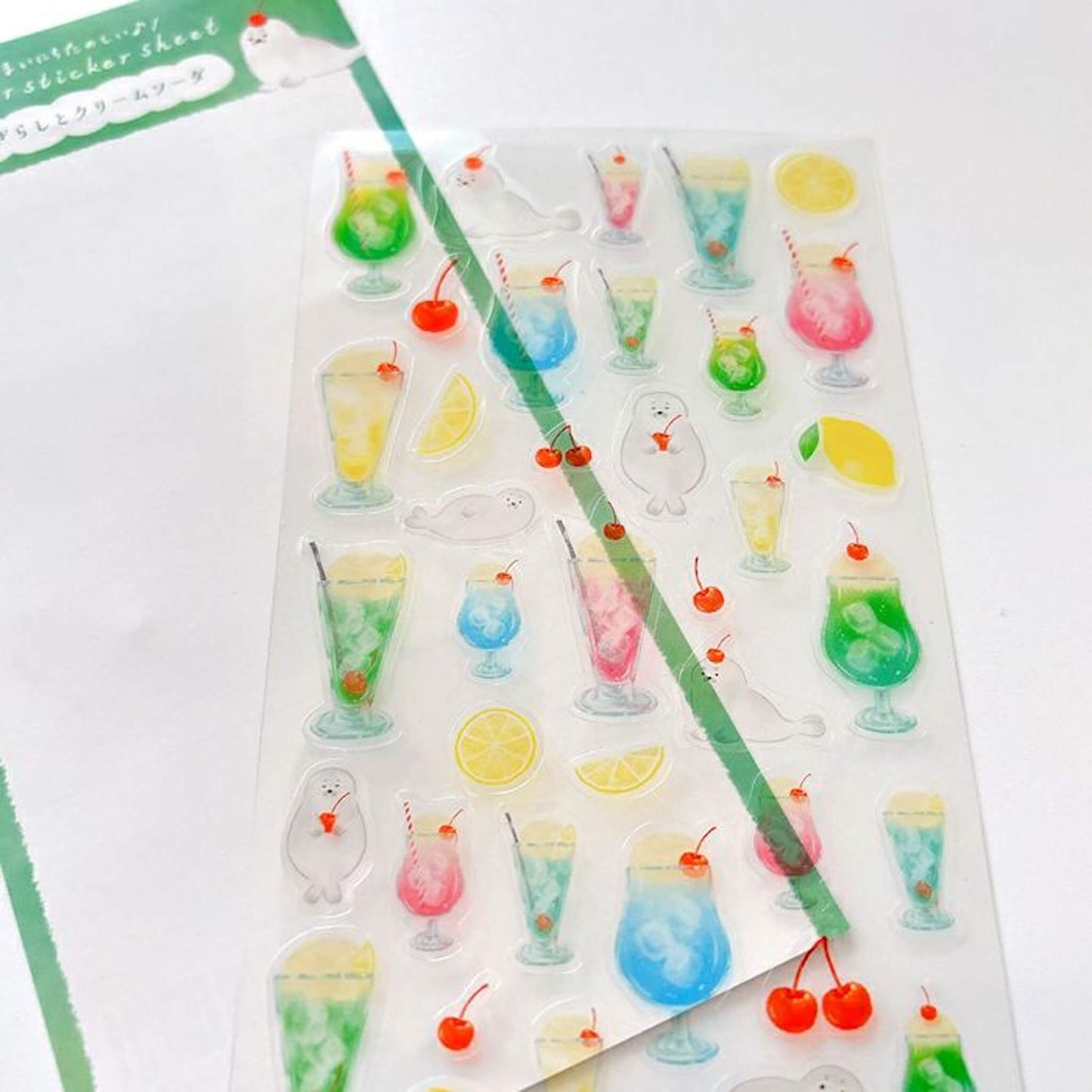 Furukawa Shiko Sticker Sheet - Seal and Cream Soda - Wa-Life 2025 Summer Limited [Klistermärkeark]
