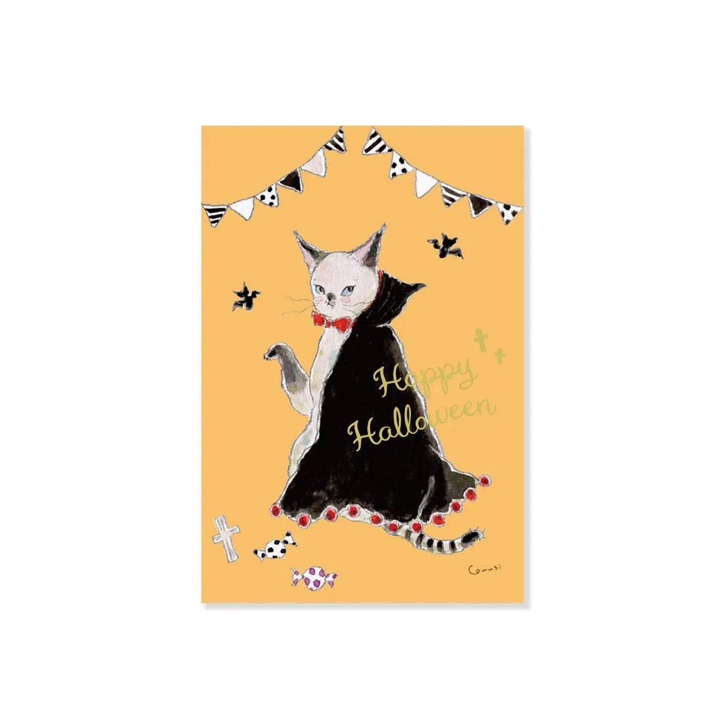 Active Corporation × Tocoro Comugi Halloween Postcard Dracula Cat - Postcards