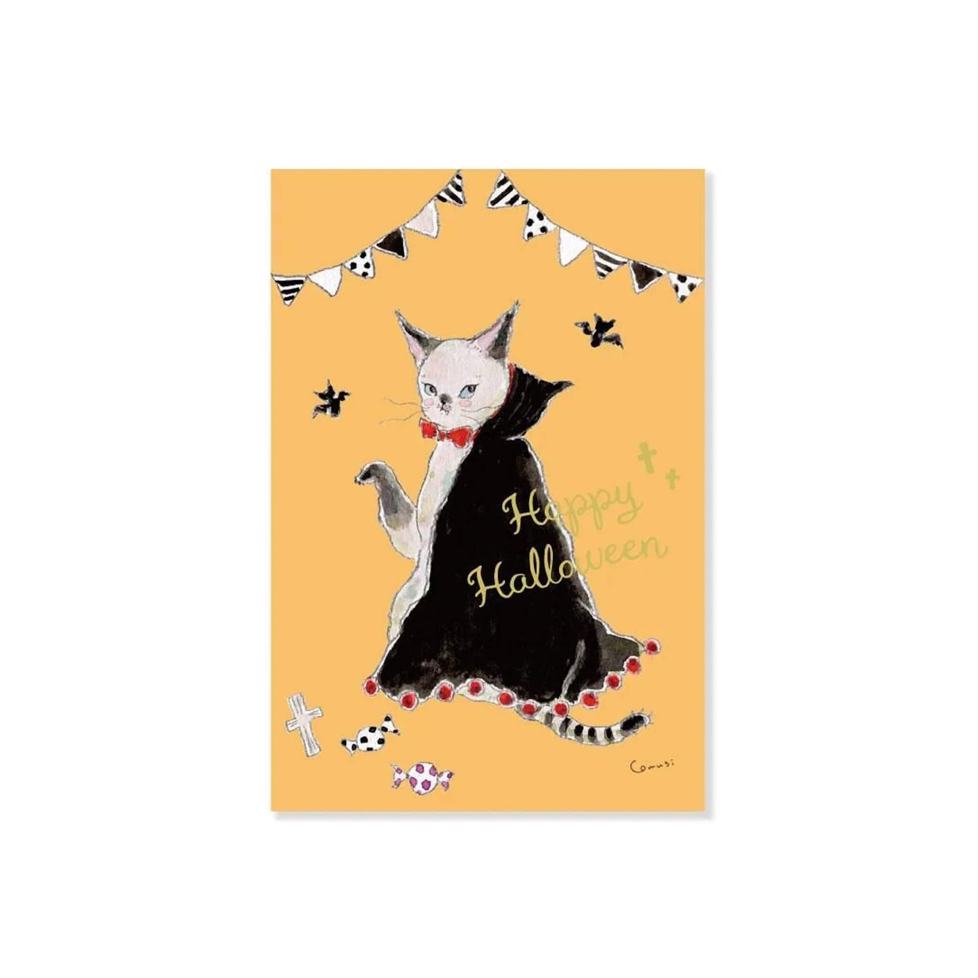 Active Corporation × Tocoro Comugi Halloween Postcard Dracula Cat - Postcards