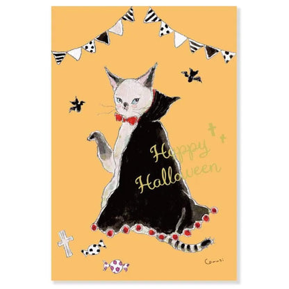 Active Corporation × Tocoro Comugi Halloween Postcard Dracula Cat - Postcards