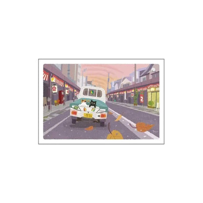 Active Corporation × Toshinori Mori Tabineko Autumn Postcard - Autumn Festival at Dusk - Postcards