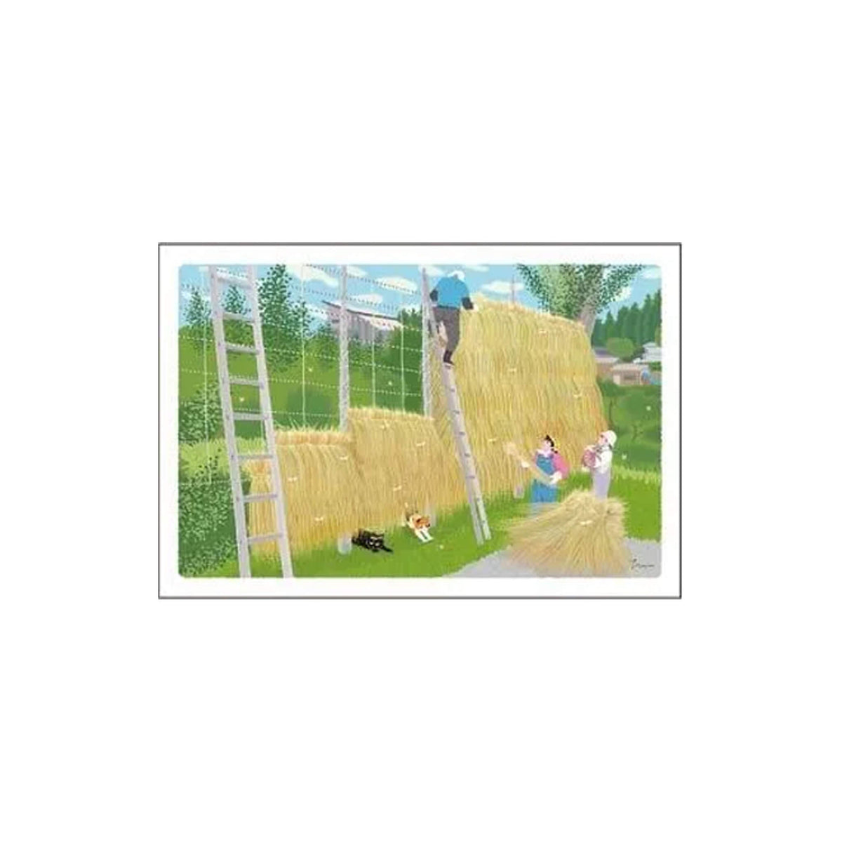 Active Corporation × Toshinori Mori Tabineko Autumn Postcard - Autumn Sun-Drying - Postcards
