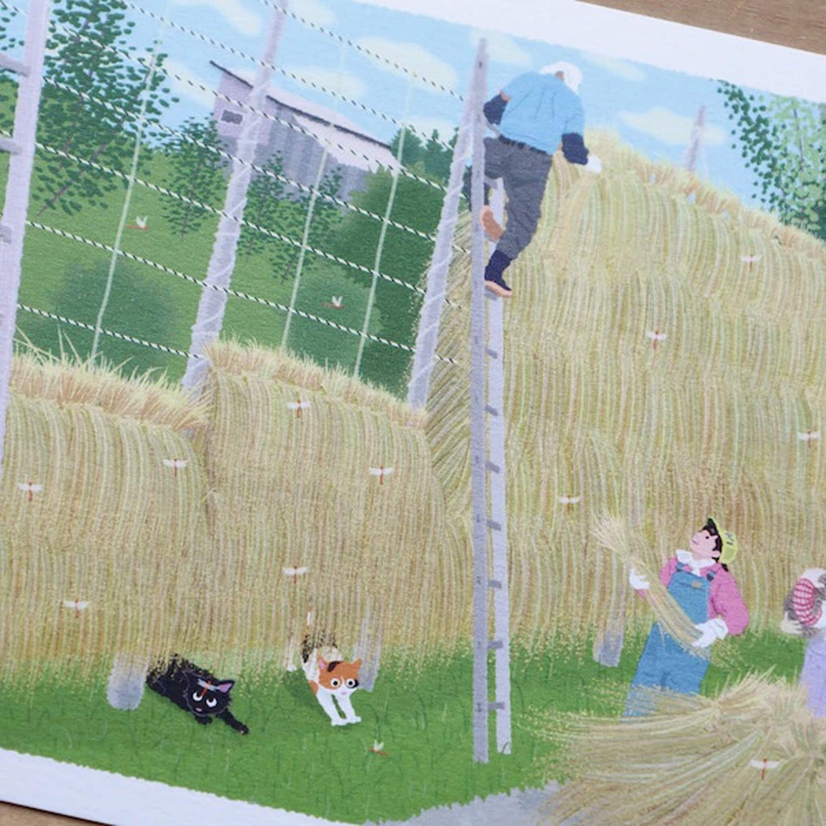 Active Corporation × Toshinori Mori Tabineko Autumn Postcard - Autumn Sun-Drying - Postcards