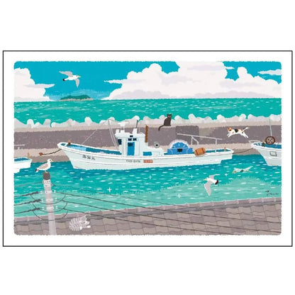 Active Corporation × Toshinori Mori Tabineko Summer Postcard - Ferry Port - Postcards