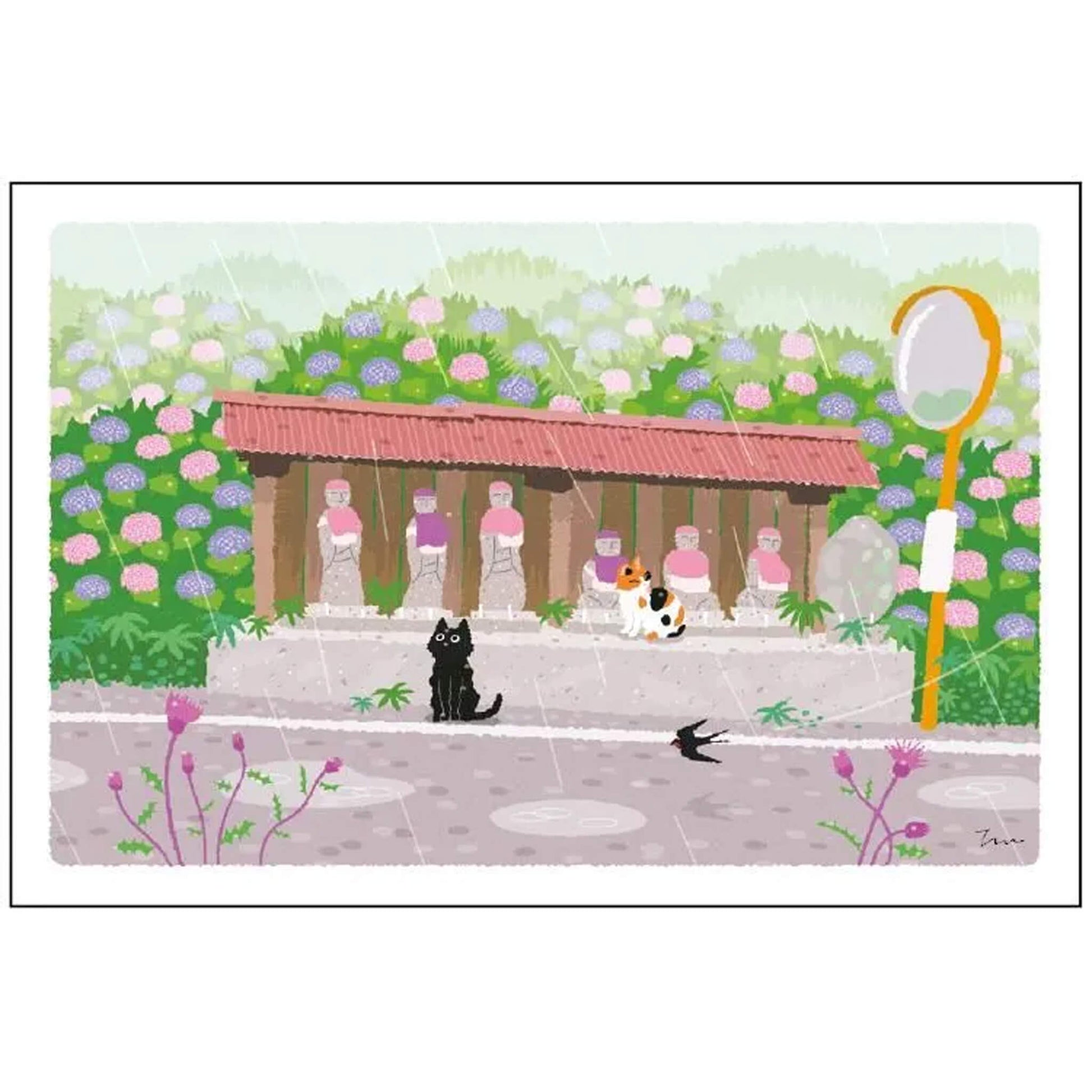 Active Corporation × Toshinori Mori Tabineko Summer Postcard - Roadside Jizō - Postcards