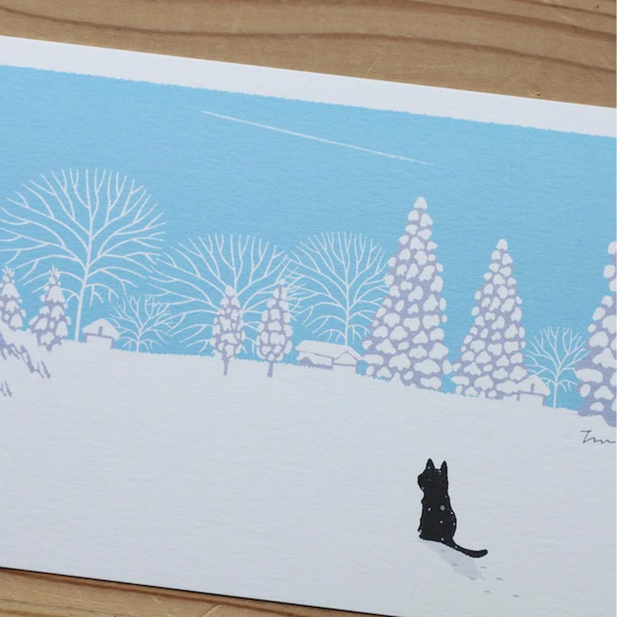 Active Corporation × Toshinori Mori Tabineko Winter Postcard - A Contrail in the Winter Sky - Postcards