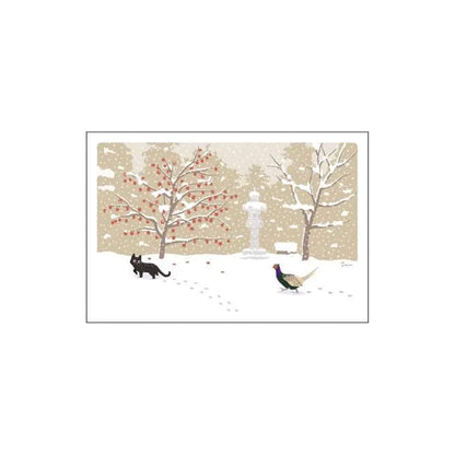 Active Corporation × Toshinori Mori Tabineko Winter Postcard - Chased by a Pheasant - Postcards