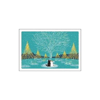 Active Corporation × Toshinori Mori Tabineko Winter Postcard - Forest Illuminations - Postcards