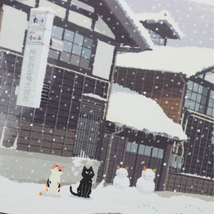 Active Corporation × Toshinori Mori Tabineko Winter Postcard - Sake Brewery in the Snow - Postcards