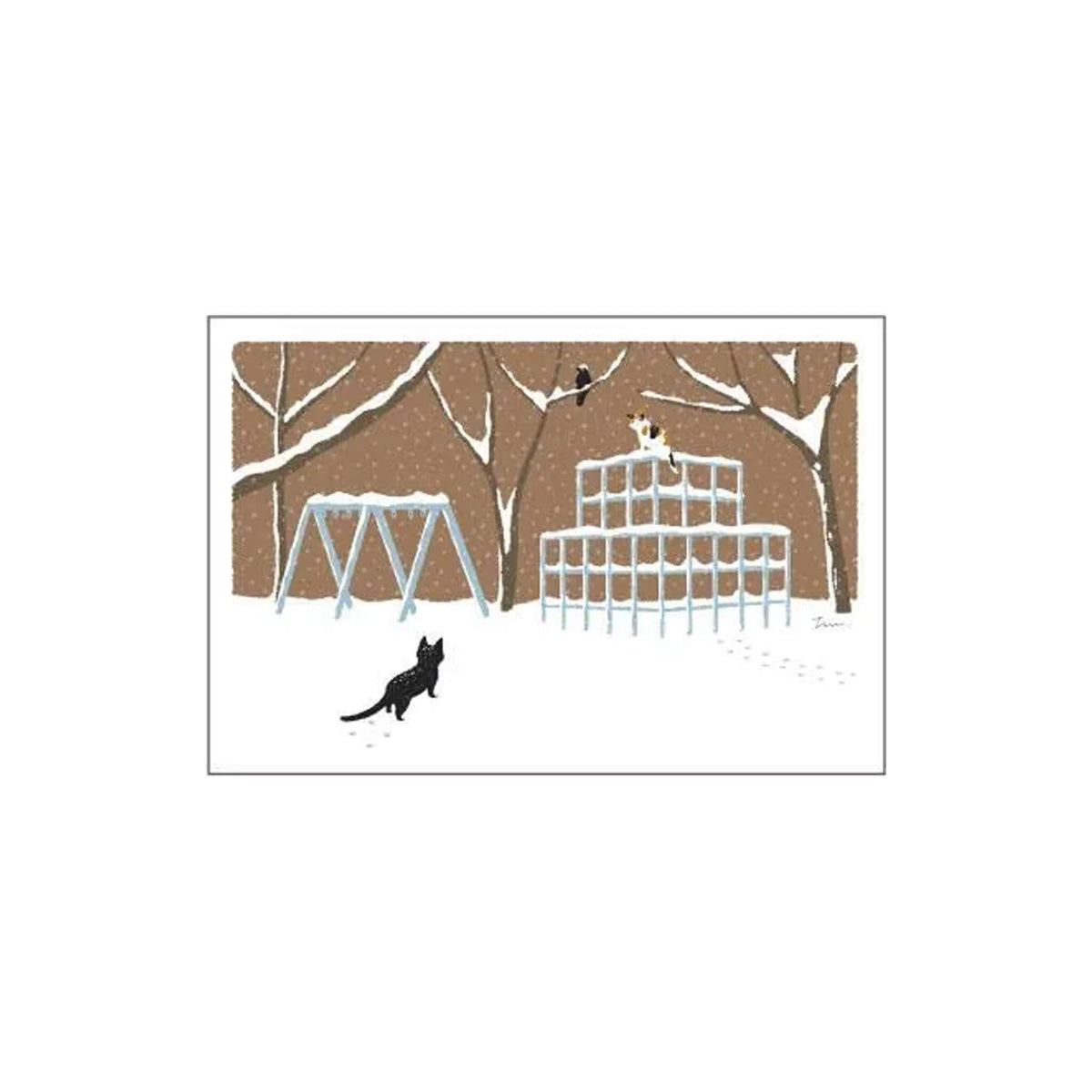 Active Corporation × Toshinori Mori Tabineko Winter Postcard - Snowy Jungle Gym - Postcards