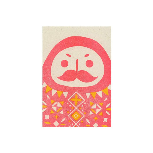 Active Corporation × Umeya / Mori Kanae Retro Printing Postcard - Bearded Daruma - Postcards