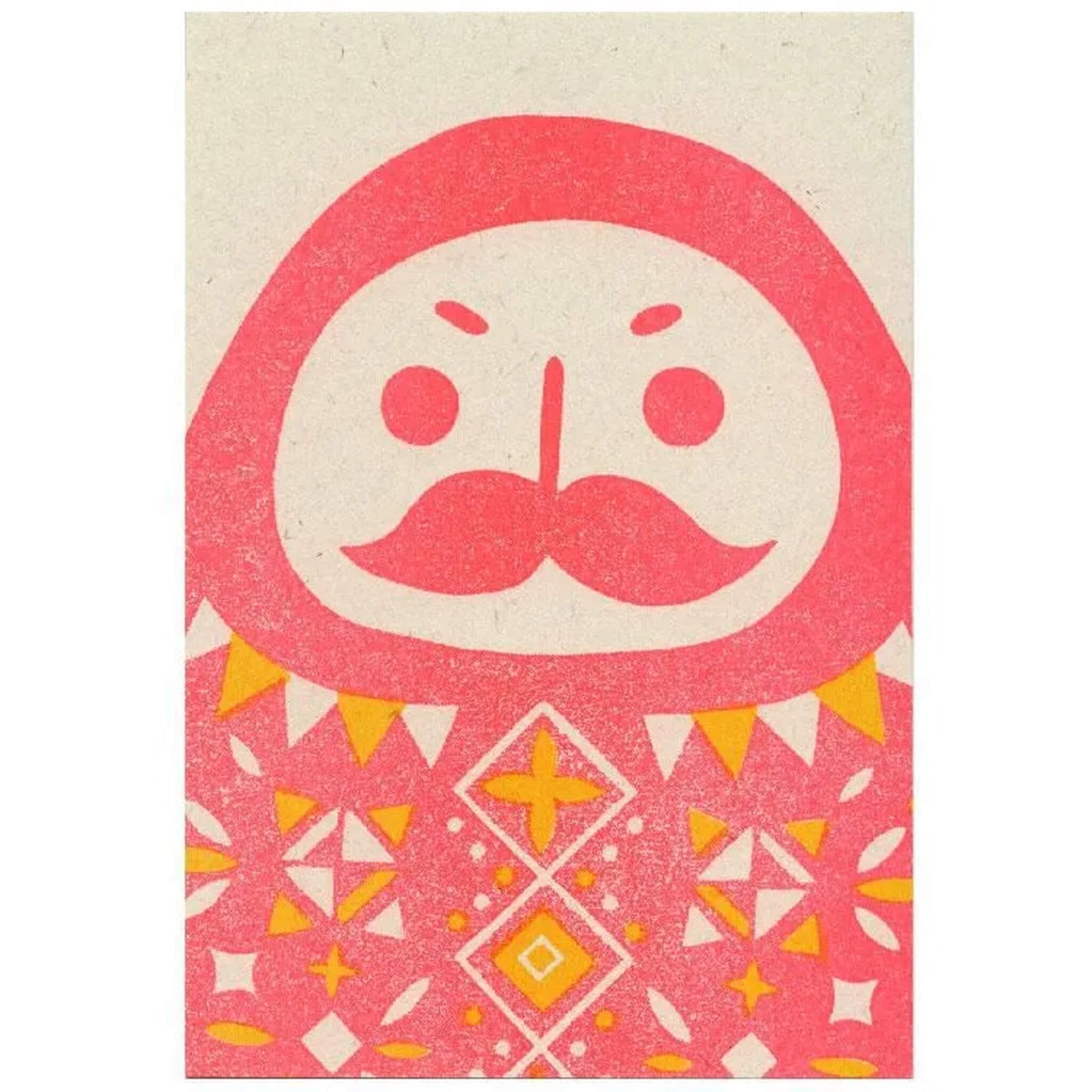 Active Corporation × Umeya / Mori Kanae Retro Printing Postcard - Bearded Daruma - Postcards