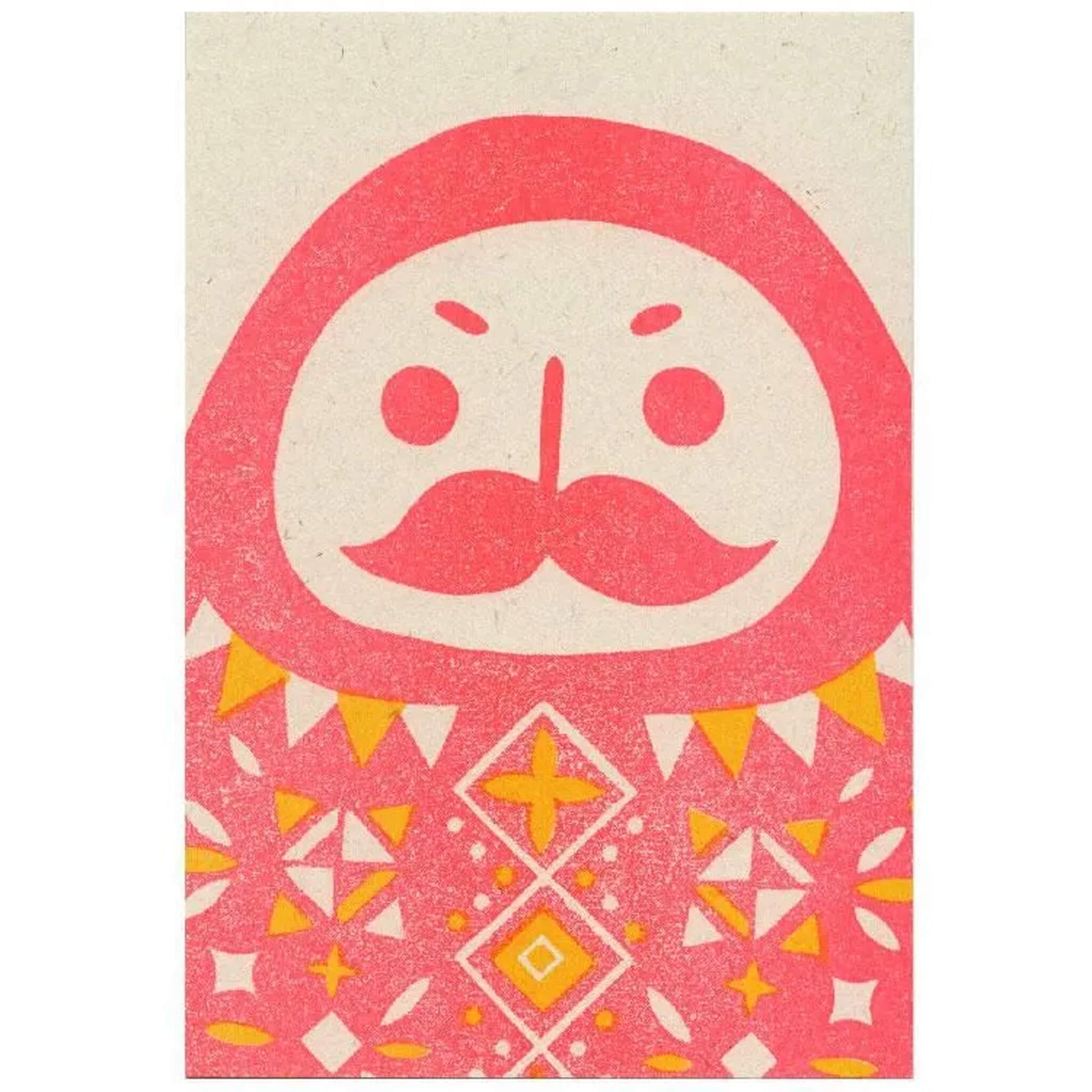 Active Corporation × Umeya / Mori Kanae Retro Printing Postcard - Bearded Daruma - Postcards