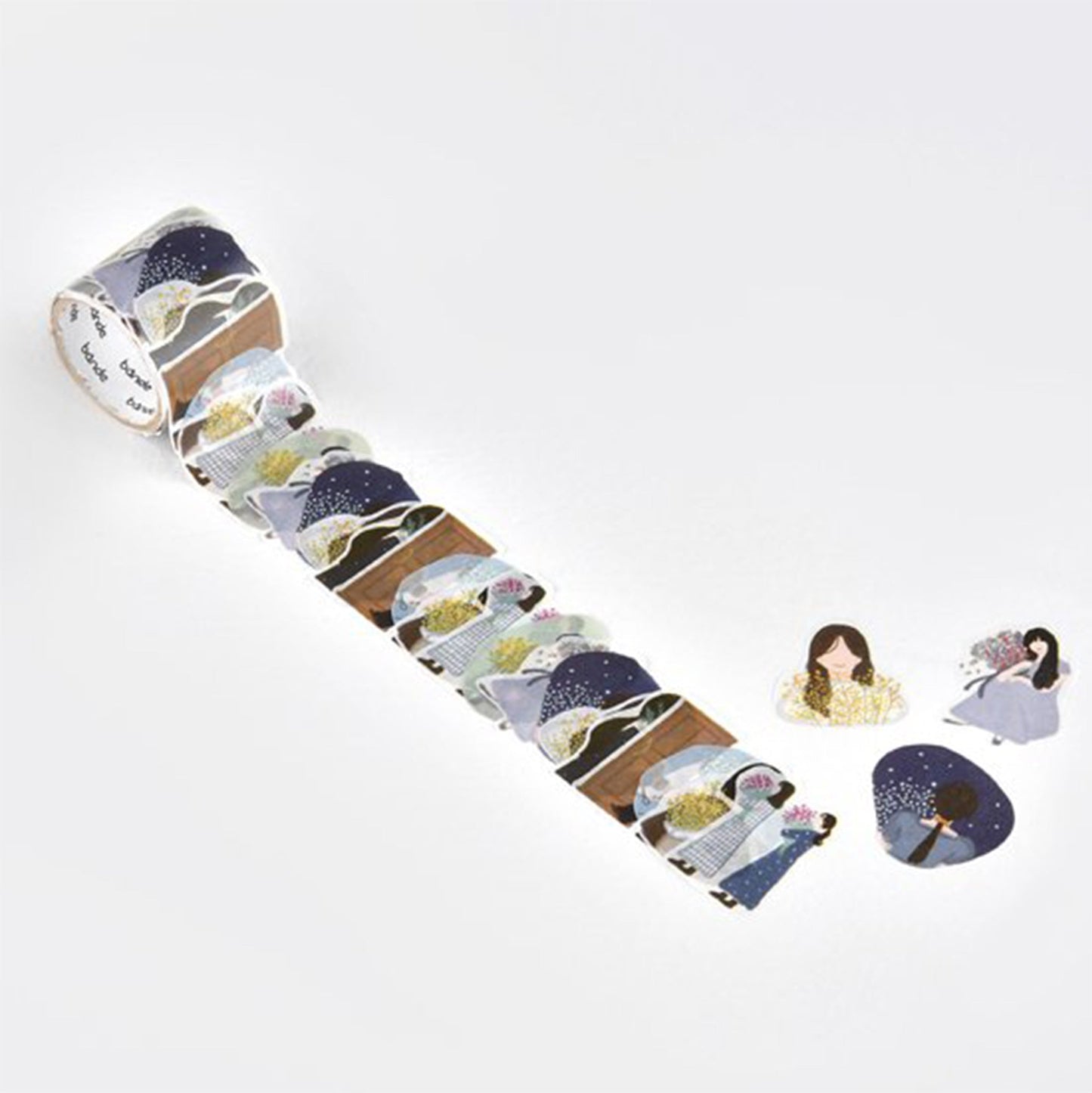 Bande Washi Roll Sticker - Bouquet and Girl - Roll Stickers