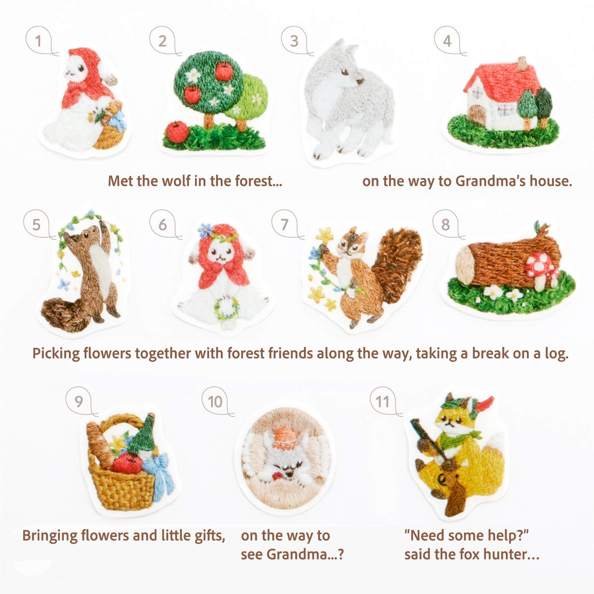 Bande Washi Sticker Roll - Embroidered Forest Red Riding Hood - Roll Stickers