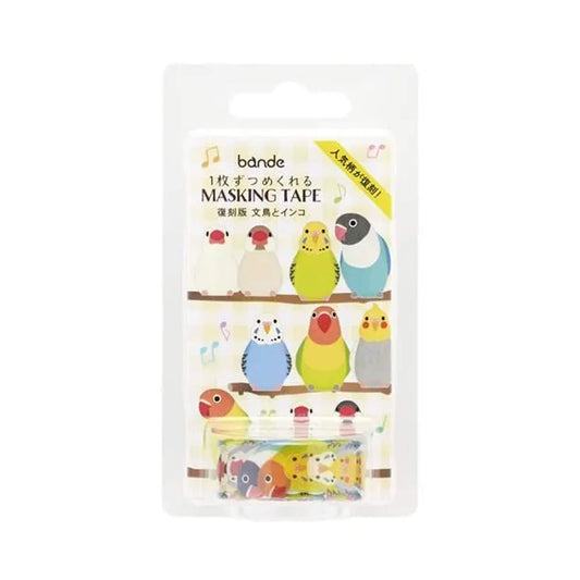 Bande Washi Sticker Roll - Java Sparrows & Parakeets (Reissue) - Sticker Rolls