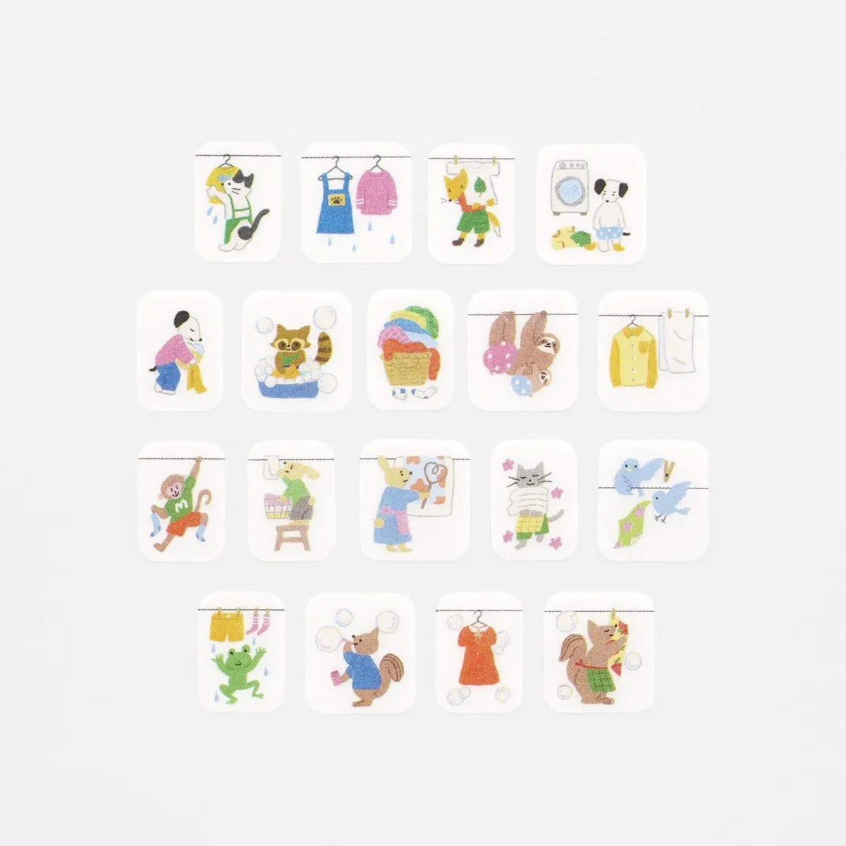 Bande Washi Sticker Roll - Laundry Day Together - Carefree Animals - Sticker Rolls