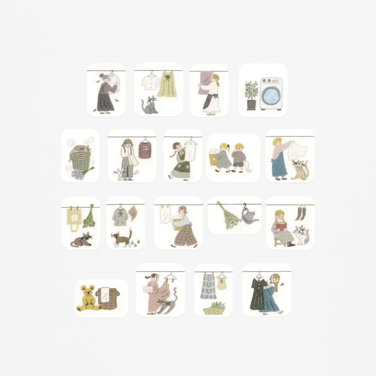 Bande Washi Sticker Roll - Laundry Day Together - Me and My Cat - Sticker Rolls