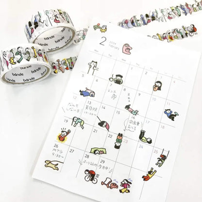 Bande Washi Sticker Roll - People Who Live in Your Planner, Doing Nothing - Roll Stickers
