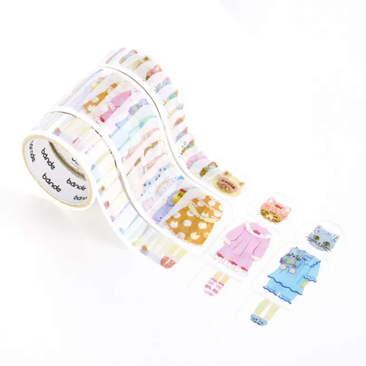 Bande Washi Sticker Roll Set - Kisekae - Cat Pajama Party - Sticker Rolls