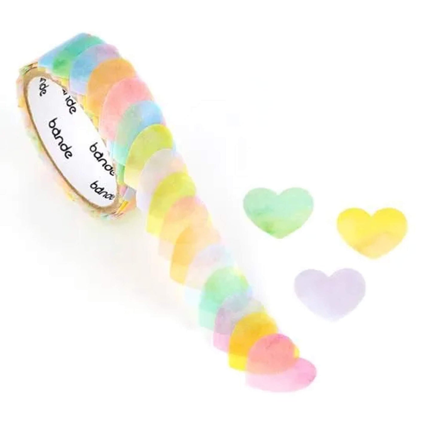 Bande Washi Sticker Roll - Watercolor Heart Pastel - Roll Stickers