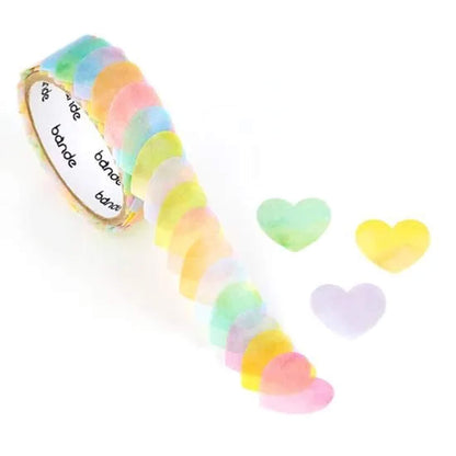 Bande Washi Sticker Roll - Watercolor Heart Pastel - Roll Stickers