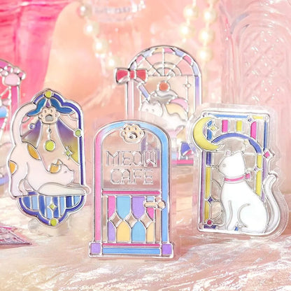BGM 3D Clear Flake Sticker Café à la Mode・Traveling Windows - Cat - Flake Stickers