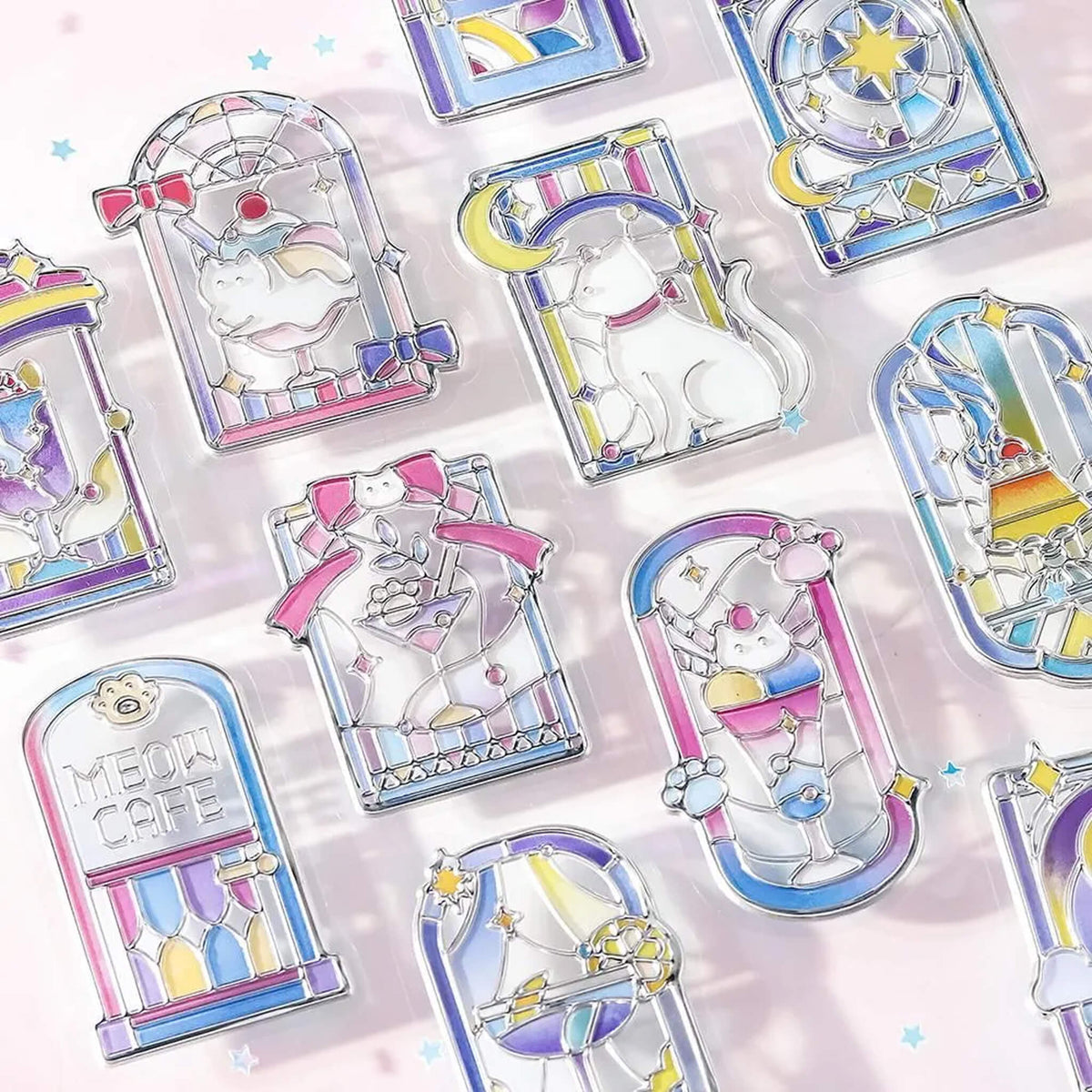 BGM 3D Clear Flake Sticker Café à la Mode・Traveling Windows - Cat - Flake Stickers